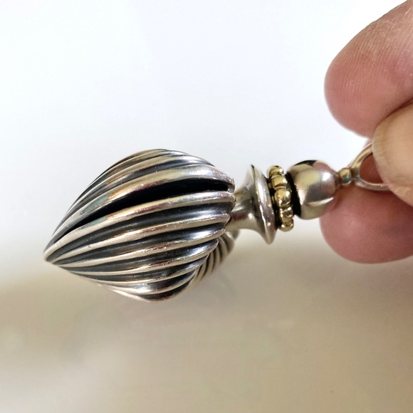 Lagos Caviar Sterling Silver Fluted Puffy Heart Perfume Pendant - Picture 2 of 3